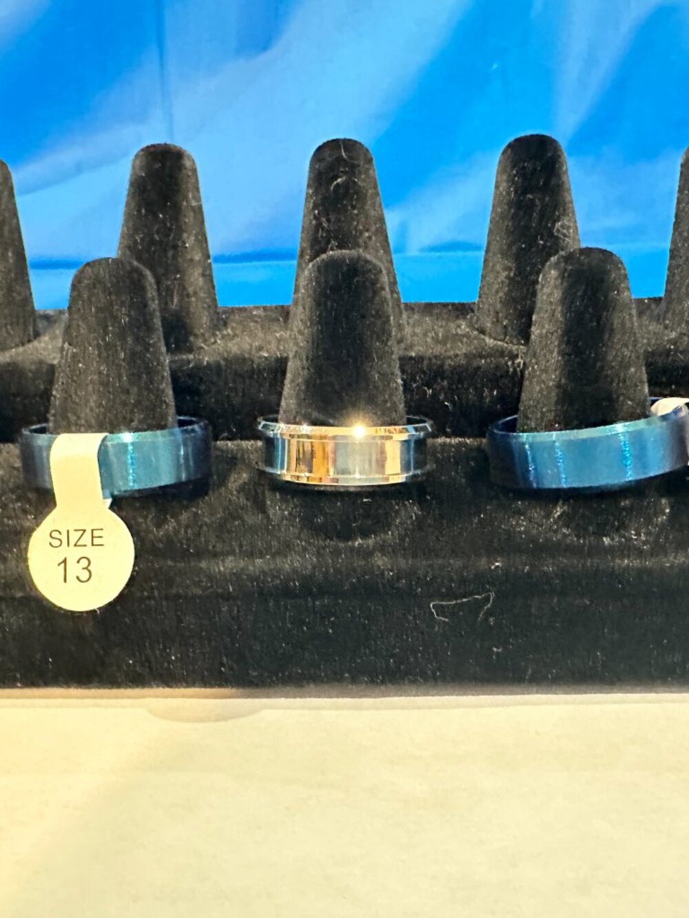 Men’s Stainless Steel Silver (1) Rings NWOT & Blue (2) Ring - NWT